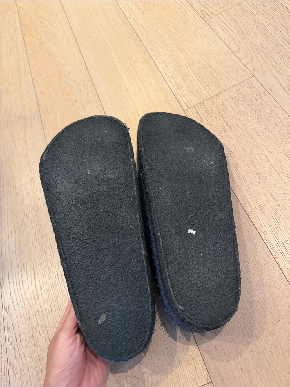 Birkenstock Men’s Navy Felt Slip-On Clogs with Cream Shearling Lining